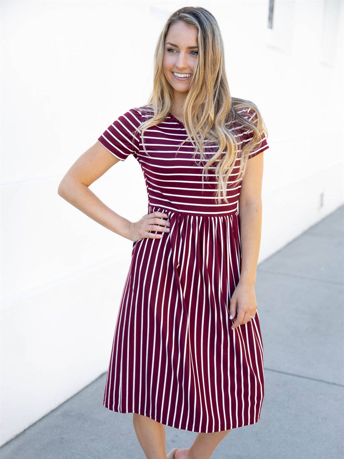 The Miranda - Ladies Capsule Striped Midi Pocket Dress Swede Alley Co.