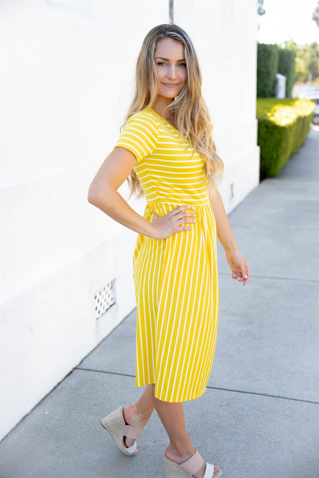 The Miranda - Ladies Capsule Striped Midi Pocket Dress Swede Alley Co.