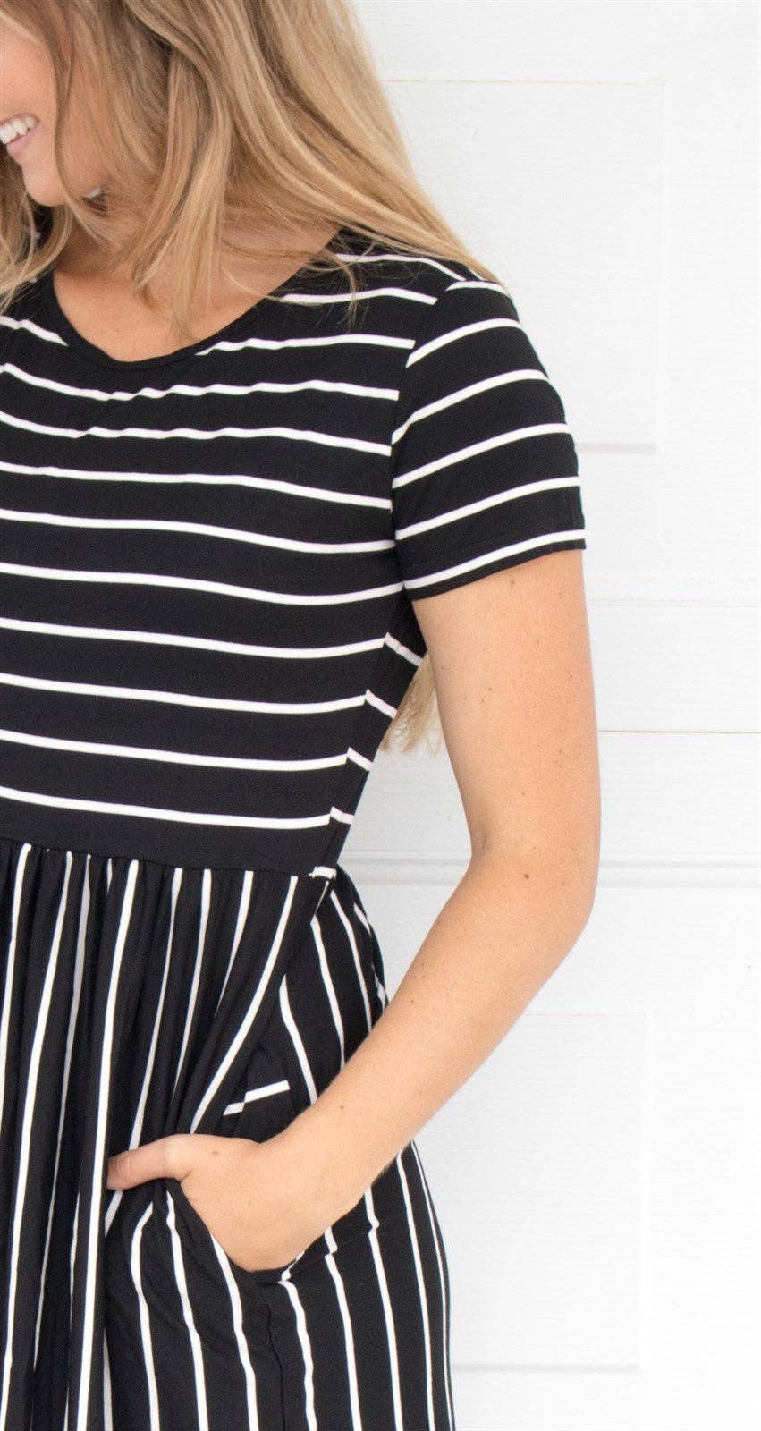 The Miranda - Ladies Capsule Striped Midi Pocket Dress Swede Alley Co.