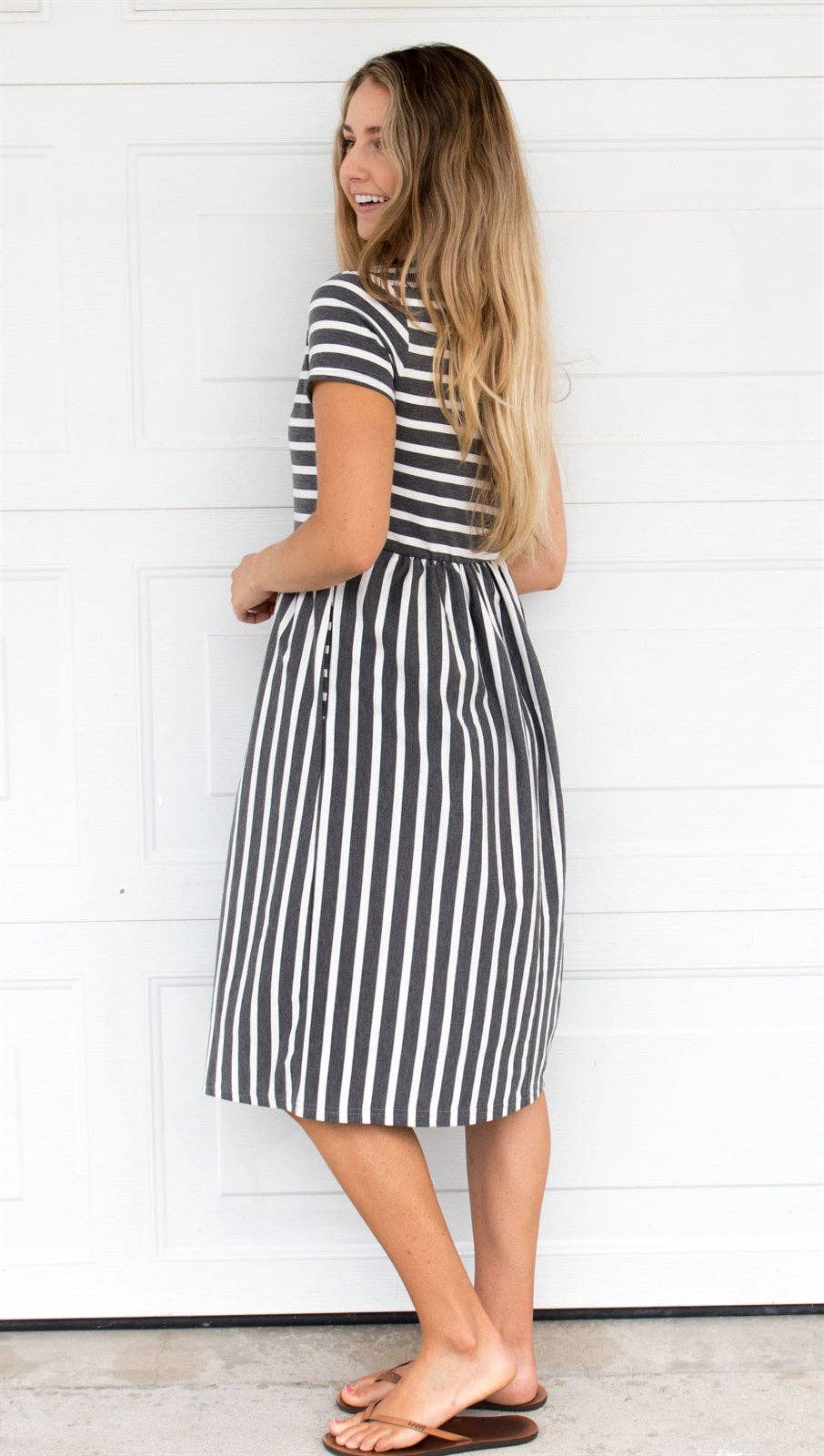 The Miranda - Ladies Capsule Striped Midi Pocket Dress Swede Alley Co.