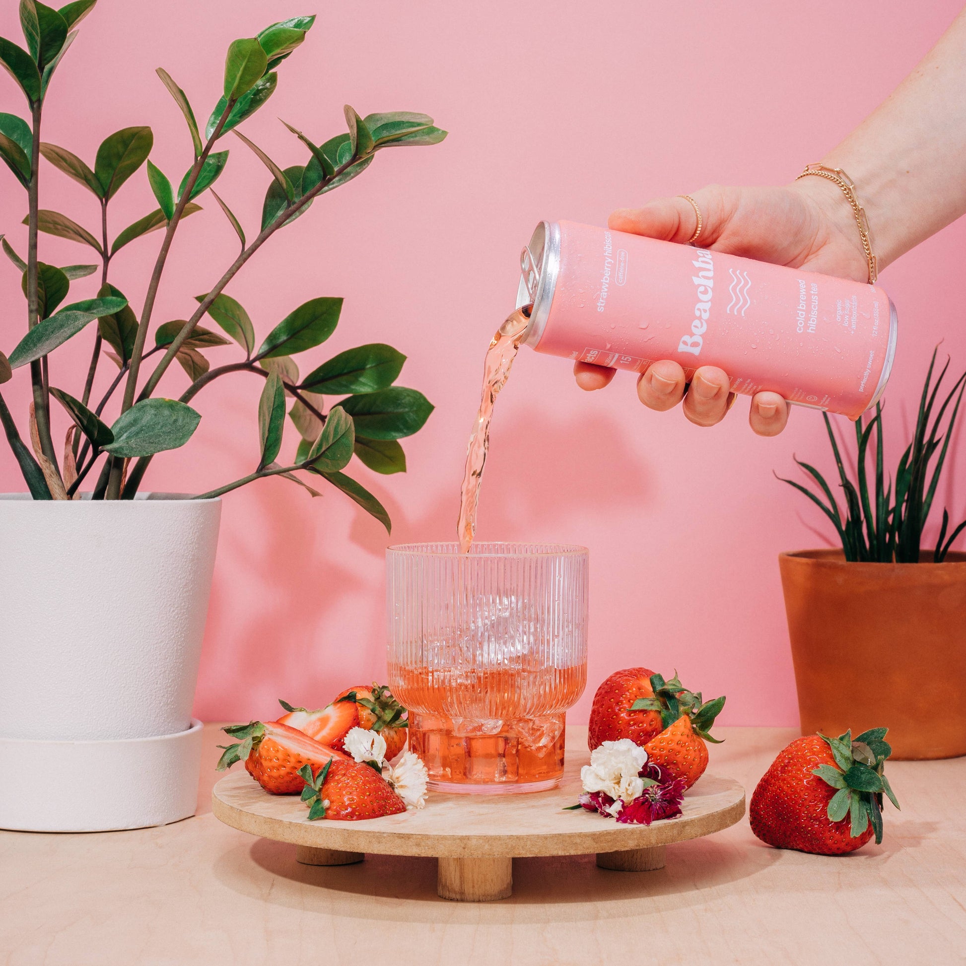 Sail Away Coffee Co. - BEACHBALL Organic Iced Tea Can - Strawberry Hibiscus Swede Alley Co.