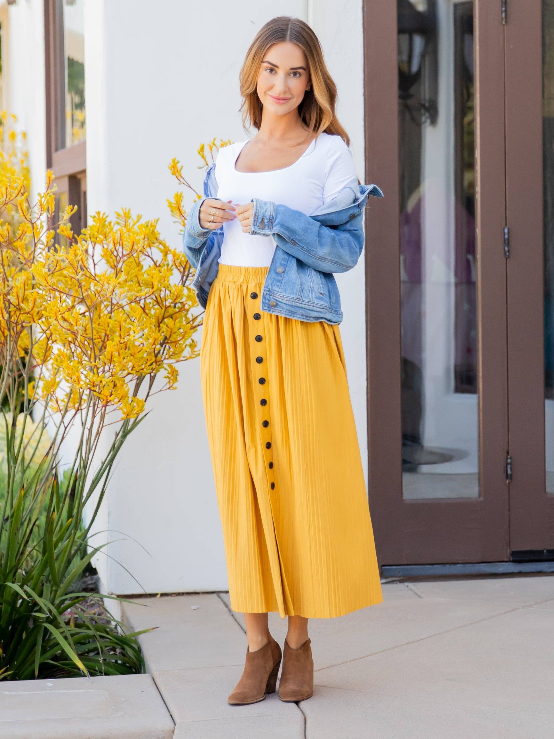 Ladies All Seasons Pleated Skirt by Tickled Teal Swede Alley Co.