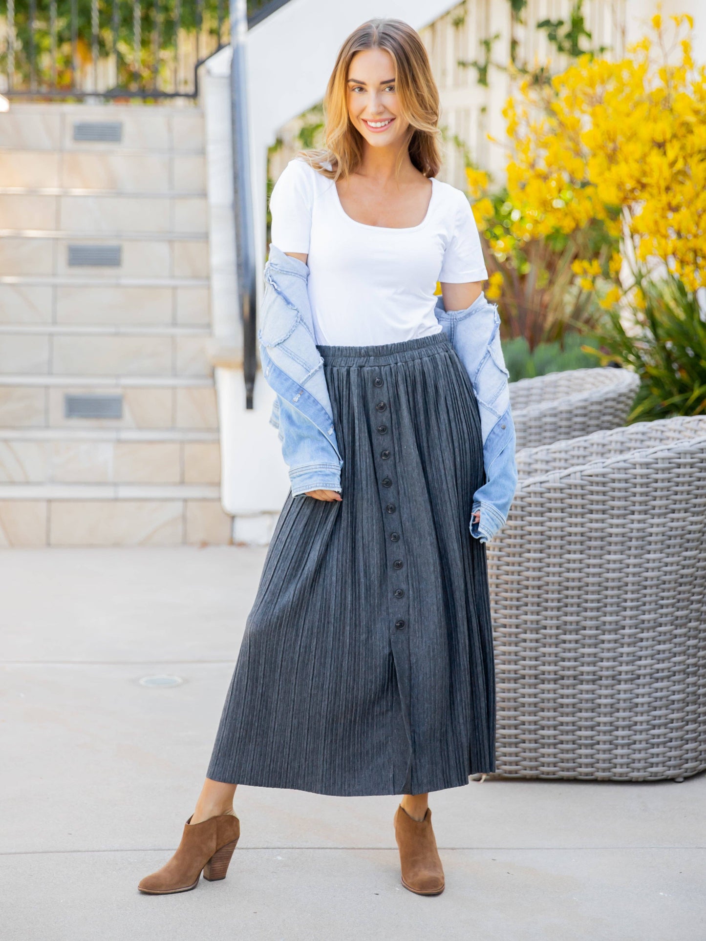 Ladies All Seasons Pleated Skirt by Tickled Teal Swede Alley Co.