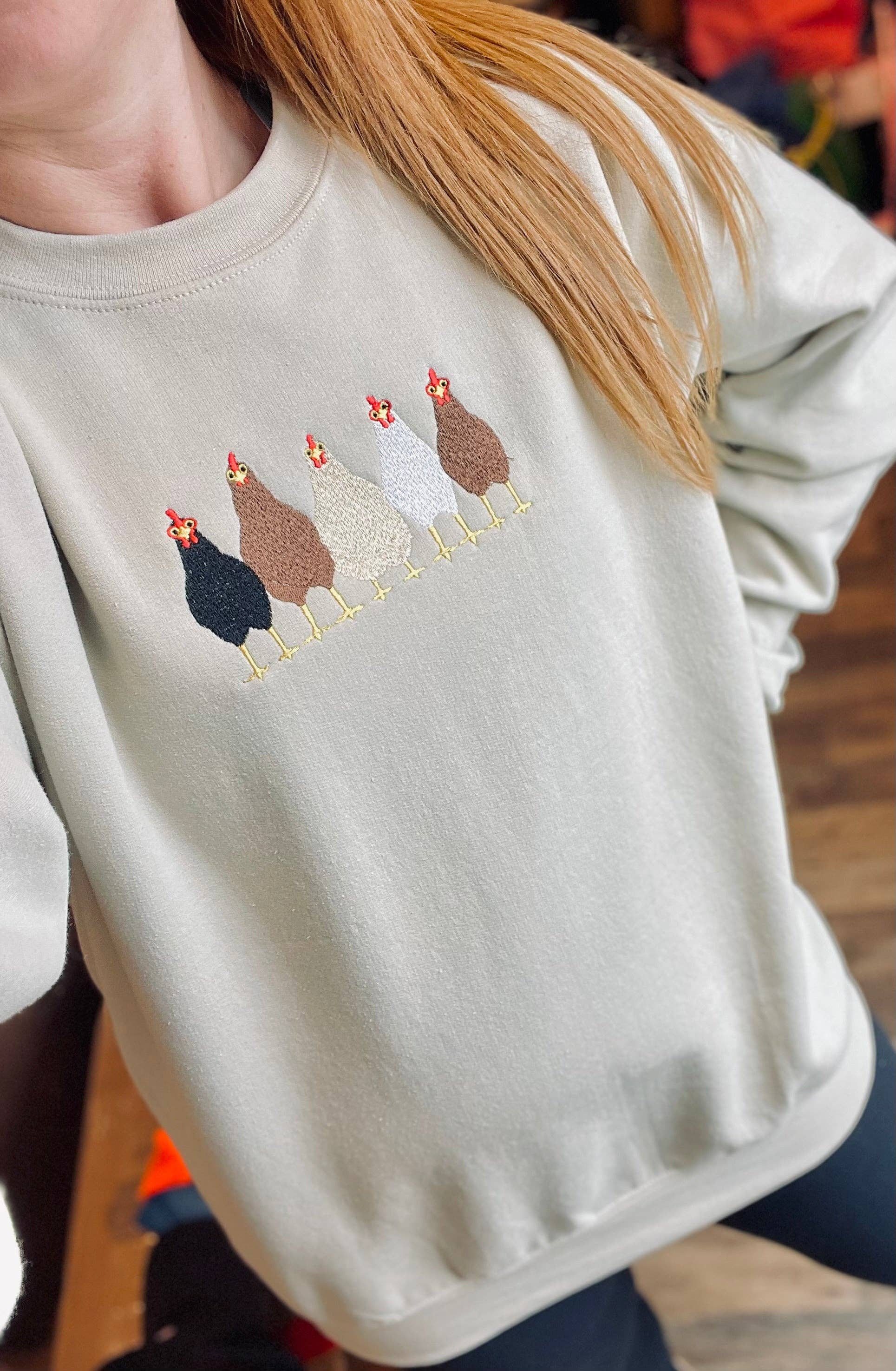 Wills Creek Designs - Chickens Wholesale Embroidered Sweatshirt Swede Alley Co.