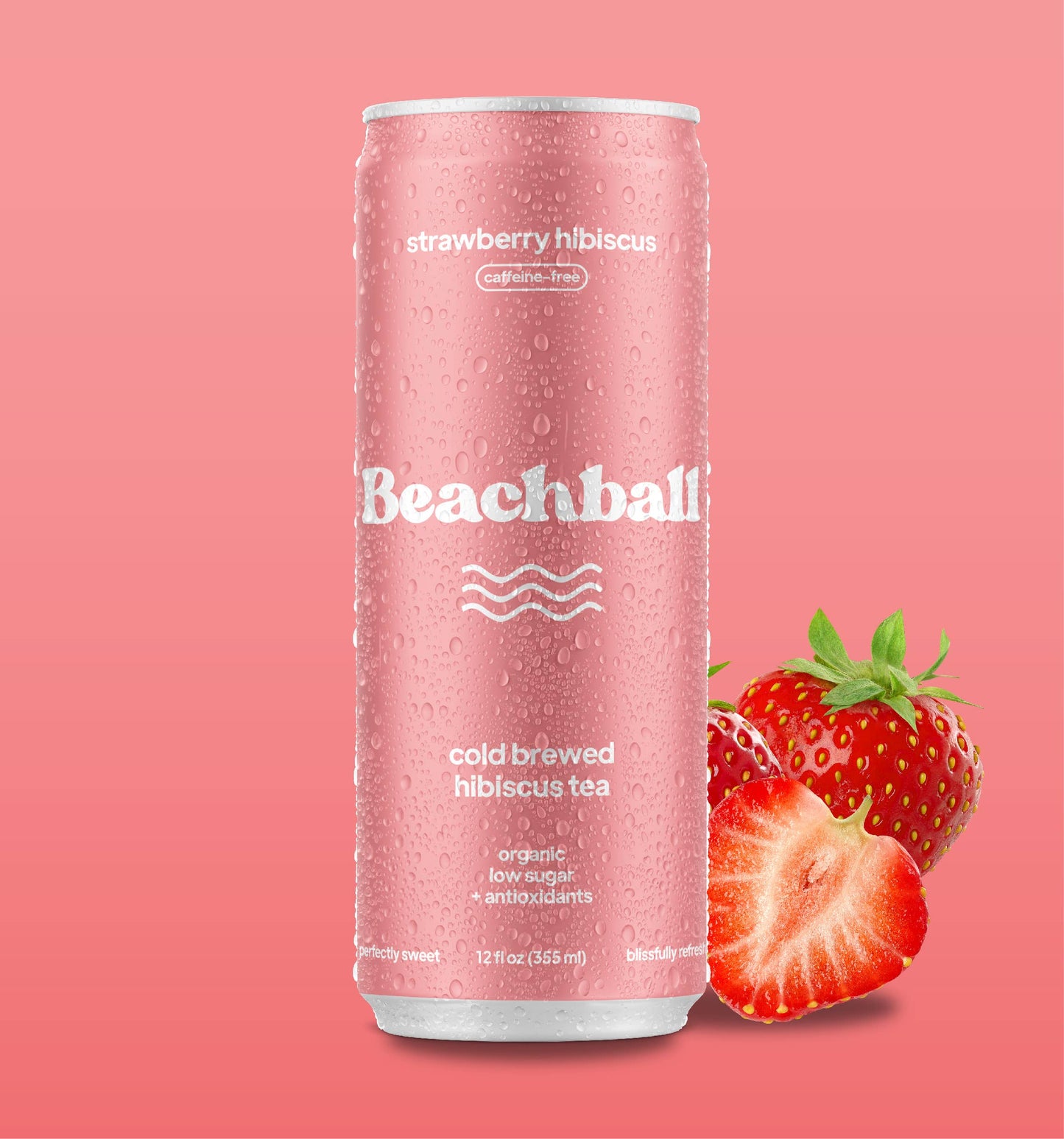 Sail Away Coffee Co. - BEACHBALL Organic Iced Tea Can - Strawberry Hibiscus Swede Alley Co.