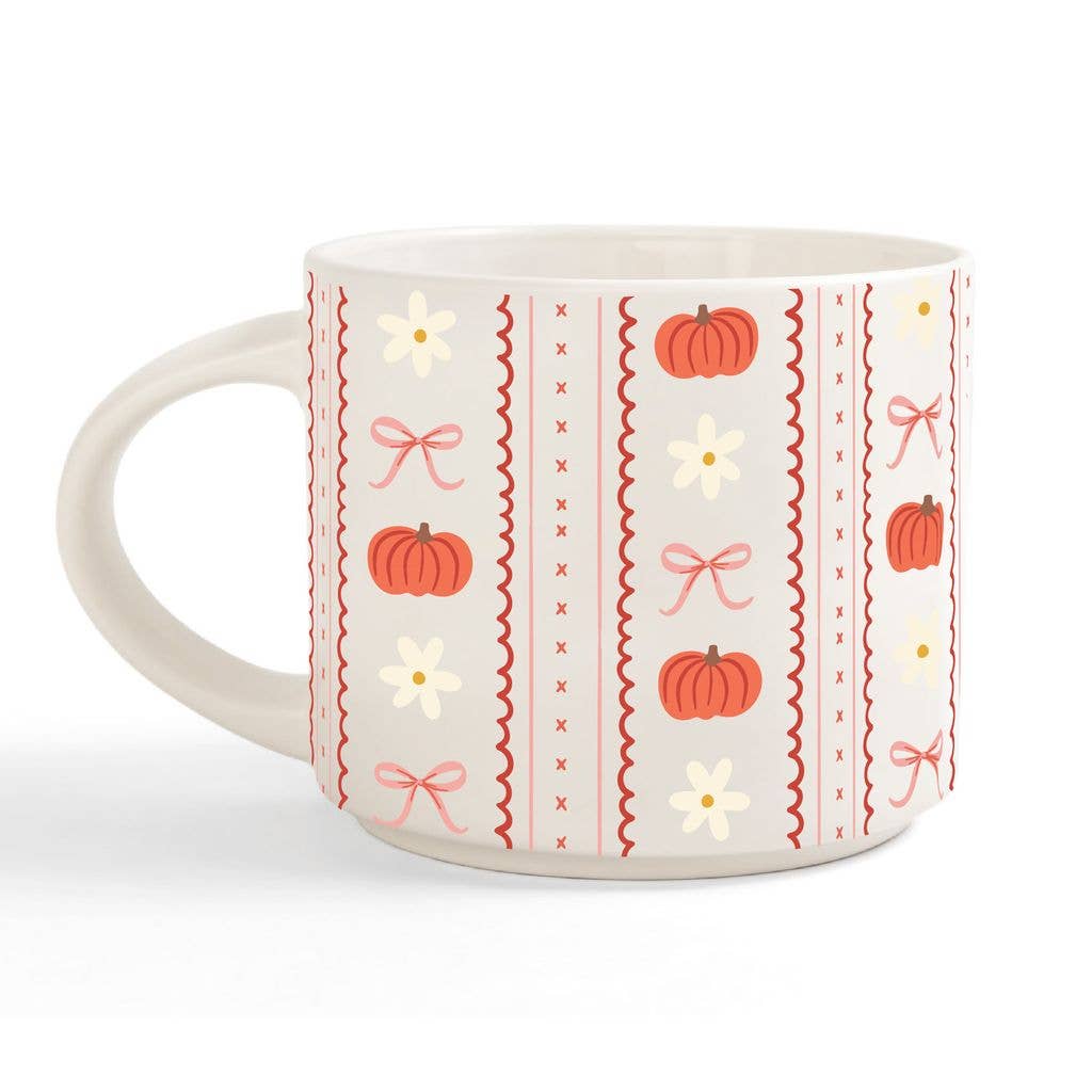 Pippi Post - Pumpkins, Bows & Florals Fall Large Ceramic Coffee Mug