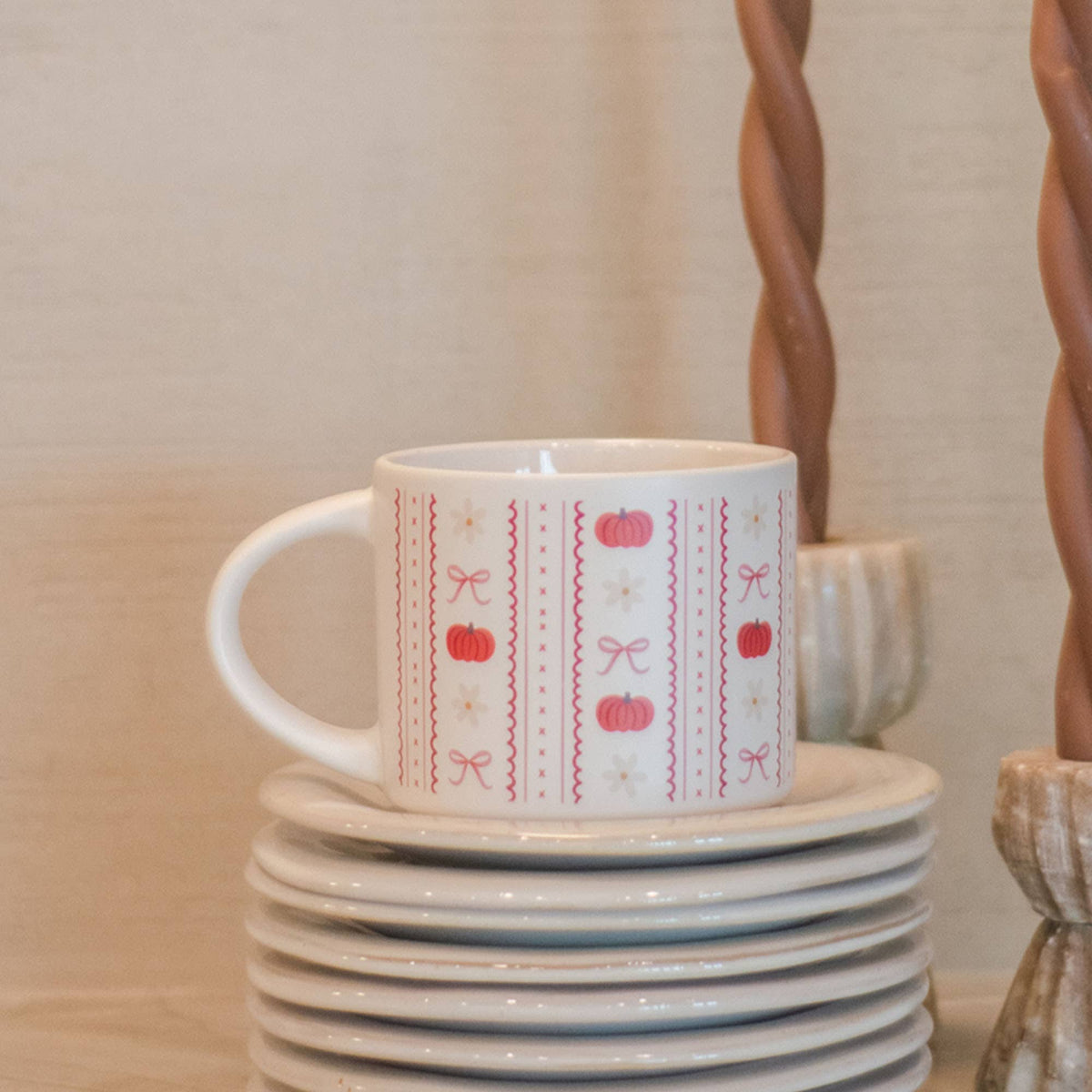 Pippi Post - Pumpkins, Bows & Florals Fall Large Ceramic Coffee Mug