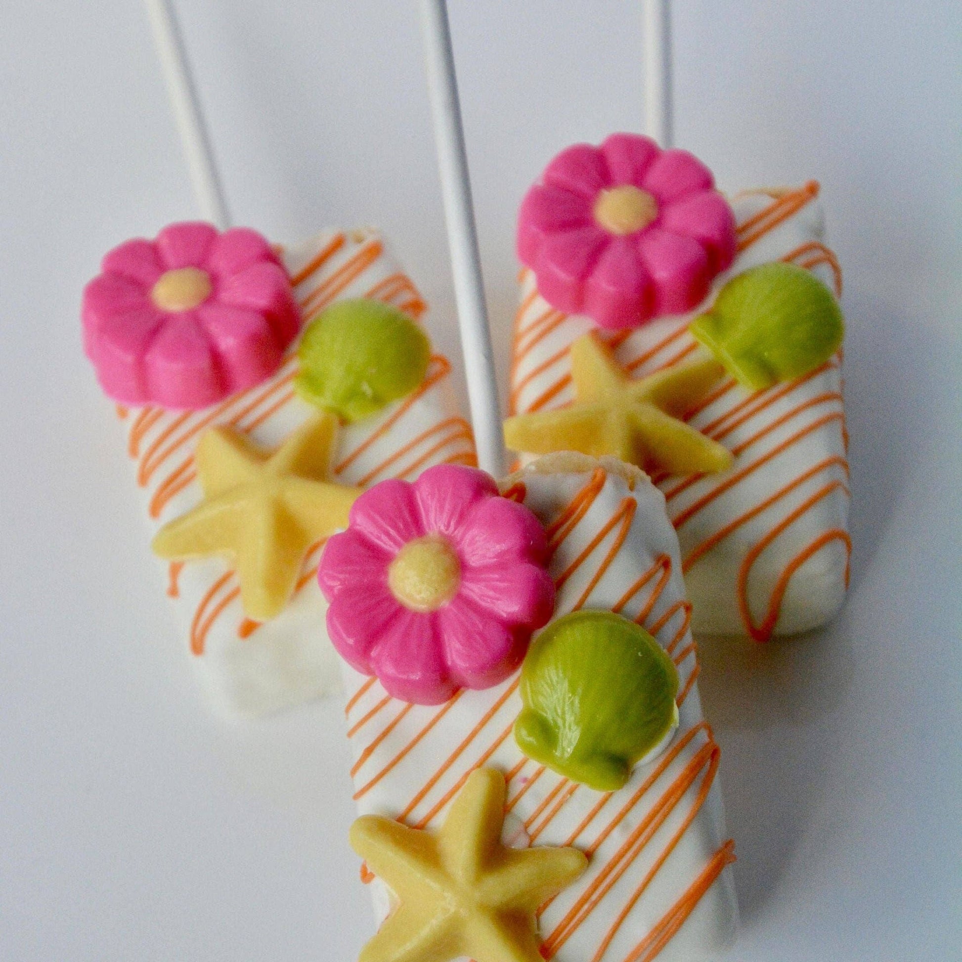 Chocolates Unlimited by Denise - Luau Party Chocolate Dipped Rice Krispie Treats Swede Alley Co.