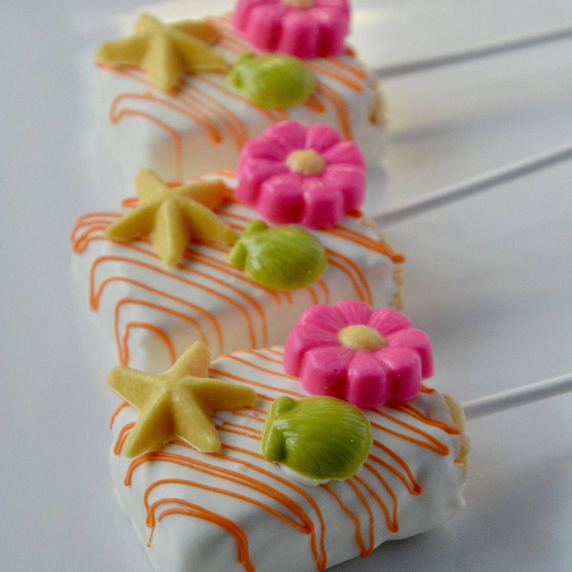 Chocolates Unlimited by Denise - Luau Party Chocolate Dipped Rice Krispie Treats Swede Alley Co.