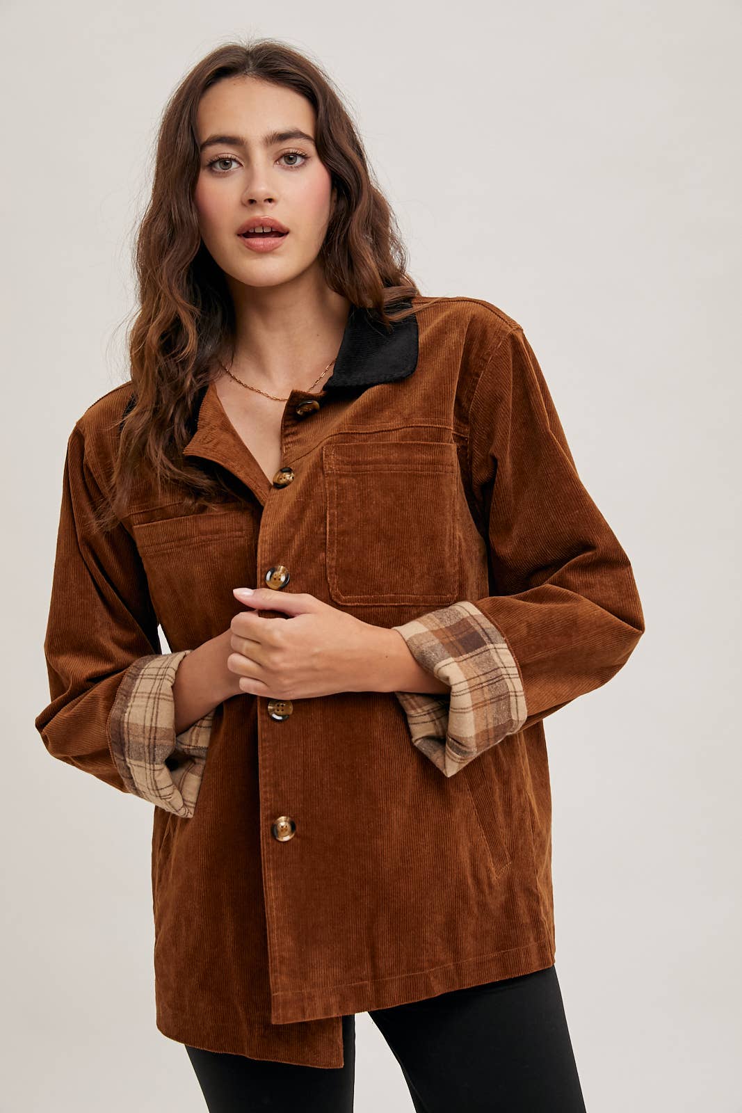 Bluivy - CORDUROY BUTTON DOWN BARN COAT INNER PLAID Swede Alley Co.