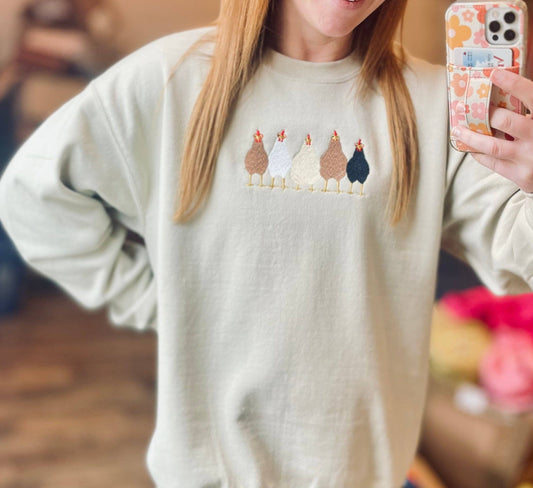 Wills Creek Designs - Chickens Wholesale Embroidered Sweatshirt Swede Alley Co.