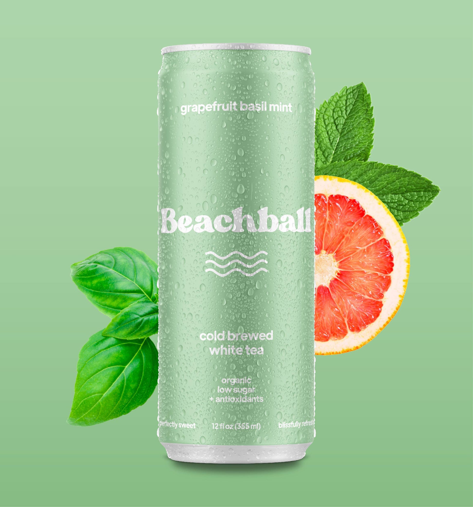 Sail Away Coffee Co. - BEACHBALL Organic Iced Tea Can - Grapefruit Basil Mint Swede Alley Co.